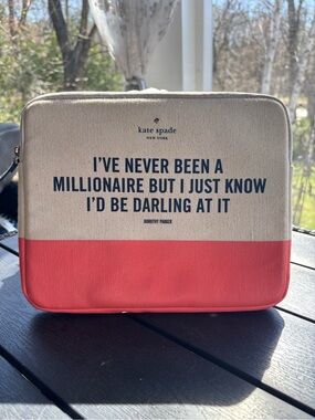 RARE kate spade Beige and Coral Millionaire iPad Sleeve Tablet Case